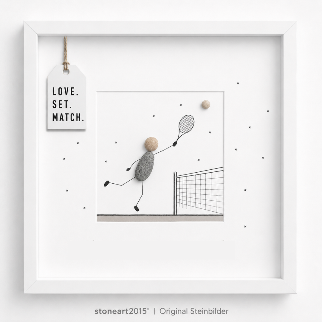 Steinbild Tennis – Geschenk für Tennisspieler & Fans