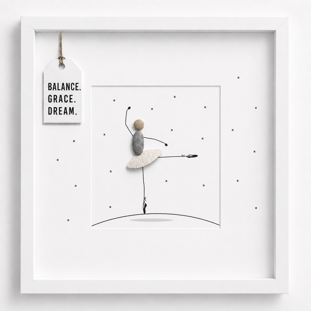 Steinbild Ballett mit Kieselsteinen – Ballerina in Pose mit Tütü, Balance Grace Dream