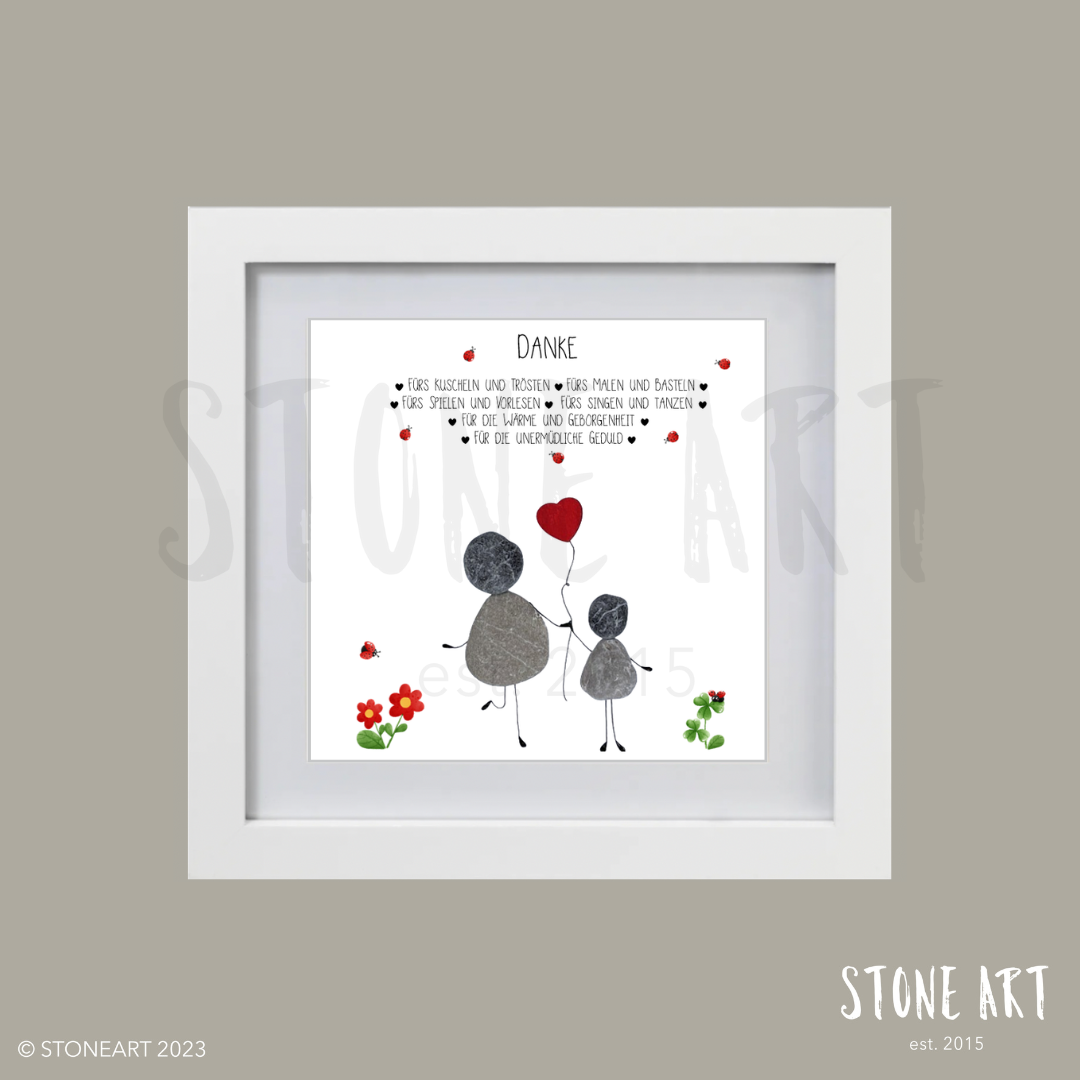 Handgefertigtes Steinbild mit Marienkäfer-Motiv und Danke-Spruch – originelles Geschenk für Erzieher:innen, Lehrer:innen oder Alltagsheld:innen.