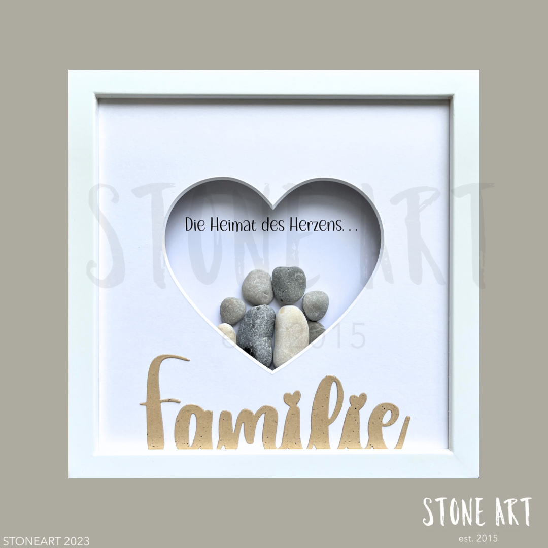 Handgemachtes Steinbild - Familie Die Heimat des Herzens - Geschenkidee
