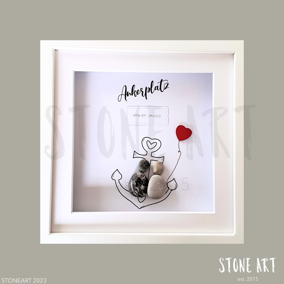 Steinbild Ankerplatz Geschenk neues Zuhause Koordinatenbild