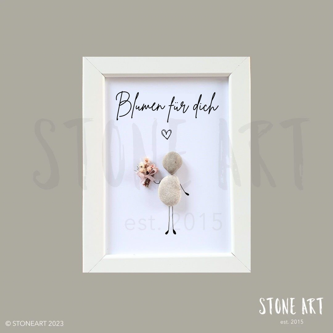 Steinbild Blumen für dich besonderes Geschenk handgemacht