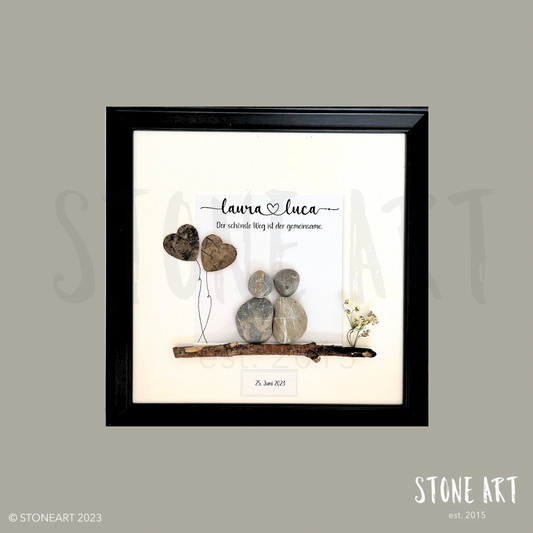 Steinbild Der Schönste Weg ist der gemeinsam Hochzeitsgeschenk dunkelbraune Herzen