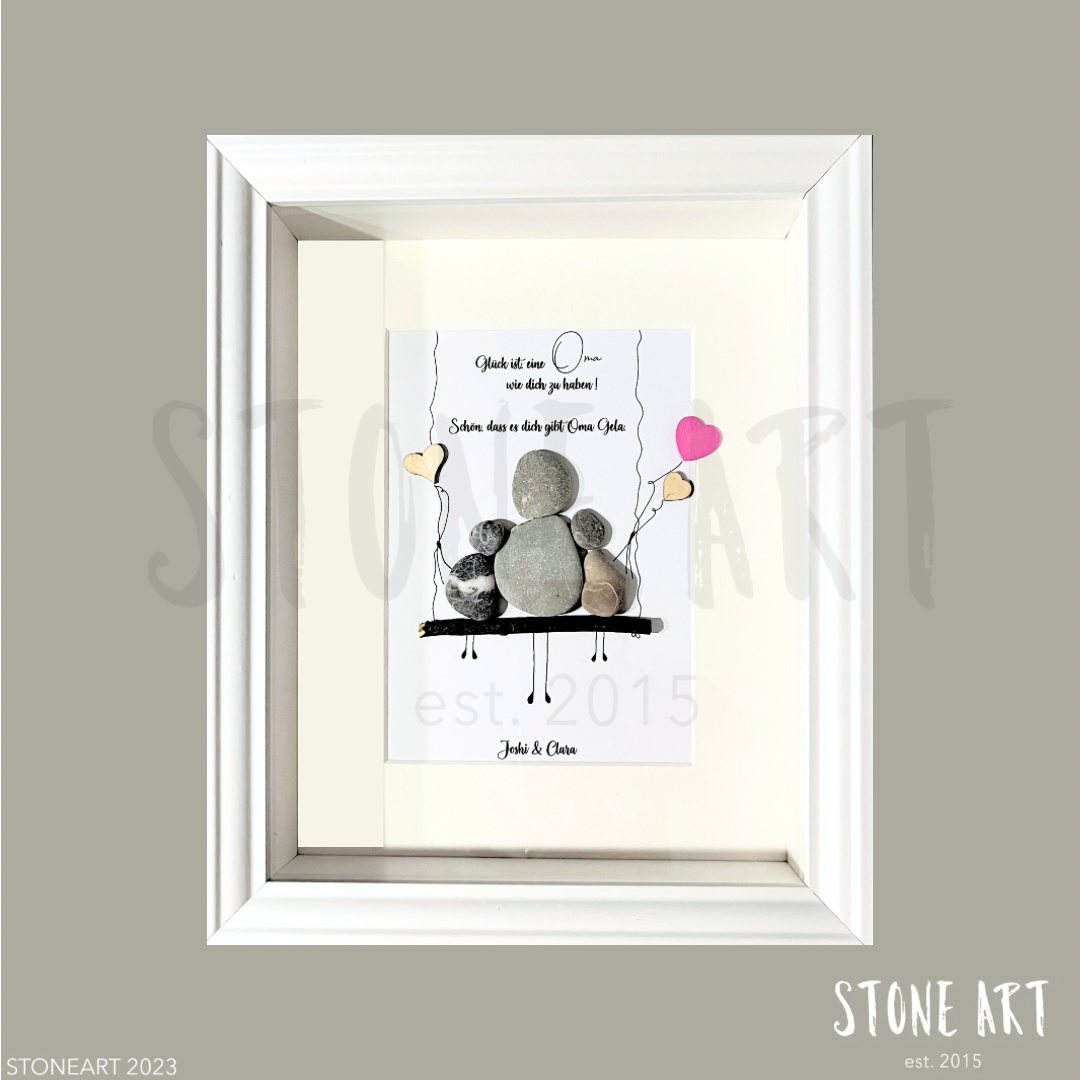 Handgemachtes Steinbild Glück ist eine Oma wie dich zu haben Geschenk personalisierbar