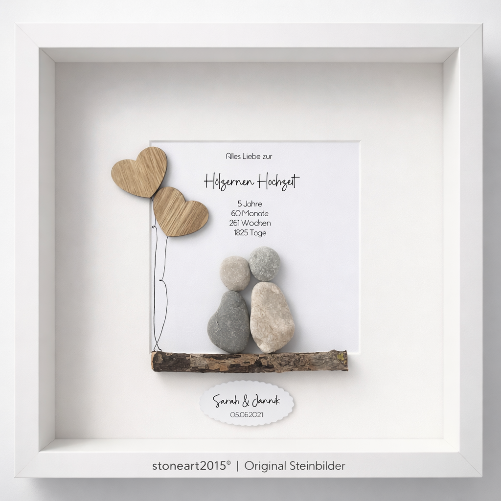 Steinbild Hölzerne Hochzeit Geschenk zum 5 Hochzeitstag