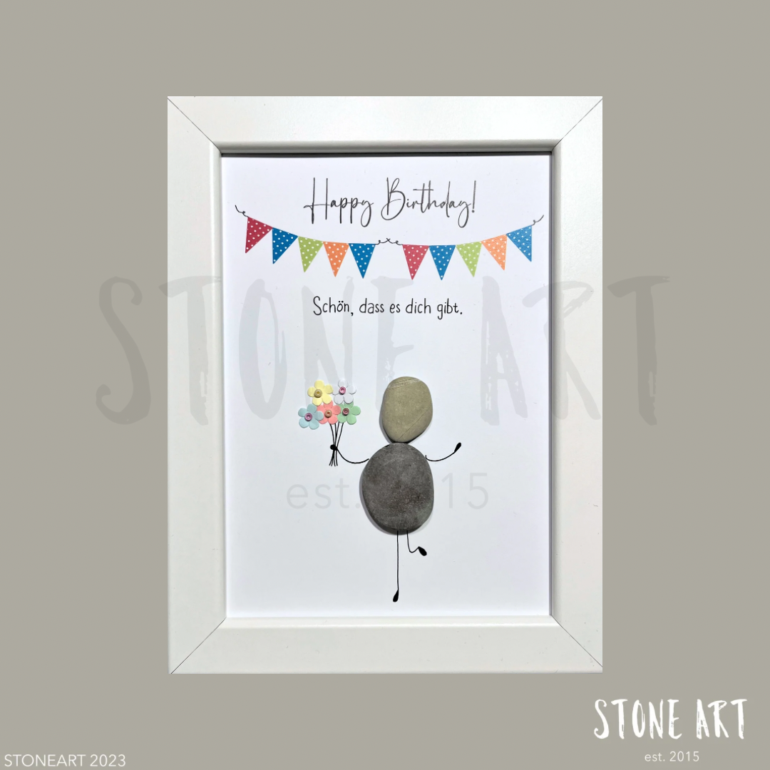 Steinbild Happy Birthday Geburtstagsgeschenk personalisiert