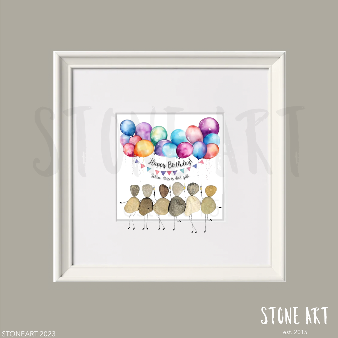 Handgemachtes Steinbild Happy Birthday personalisiertes Geburtstagsgeschenk