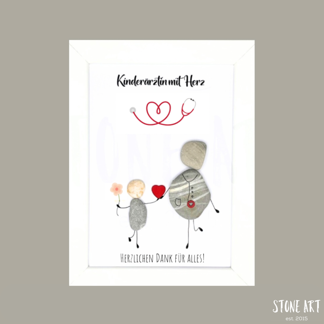 Steinbild mit Spruch Kinderärztin mit Herz – Geschenk für Ärztin oder Arztpraxis