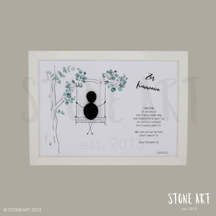 Steinbild Kommunion Kind auf Schaukel