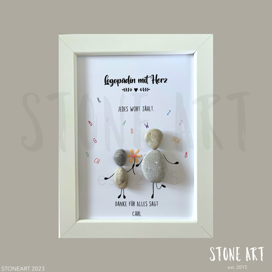 Steinbild Logopädin mit Herz Geschenk