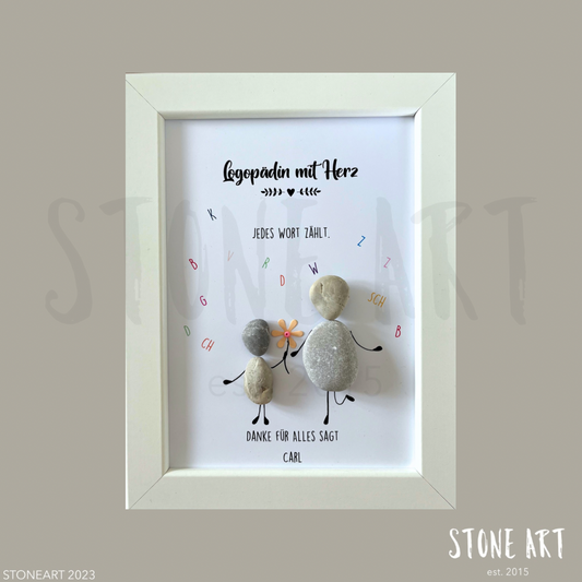Steinbild Logopädin mit Herz Geschenk