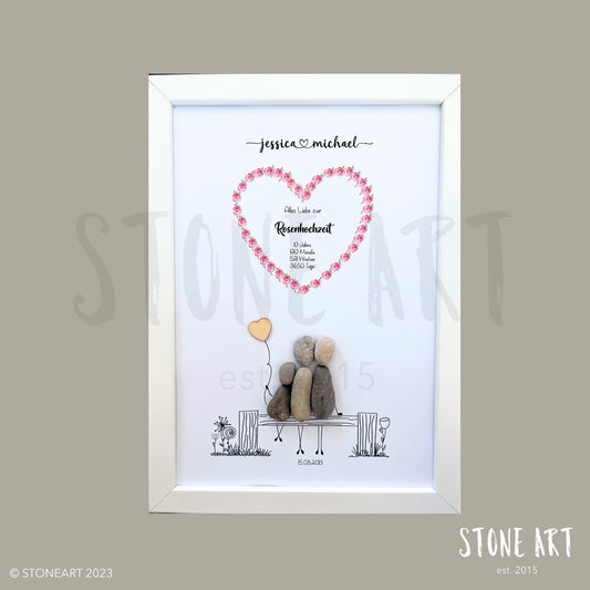 Steinbild Rosenhochzeit - Geschenk zum zehnten Hochzeitstag