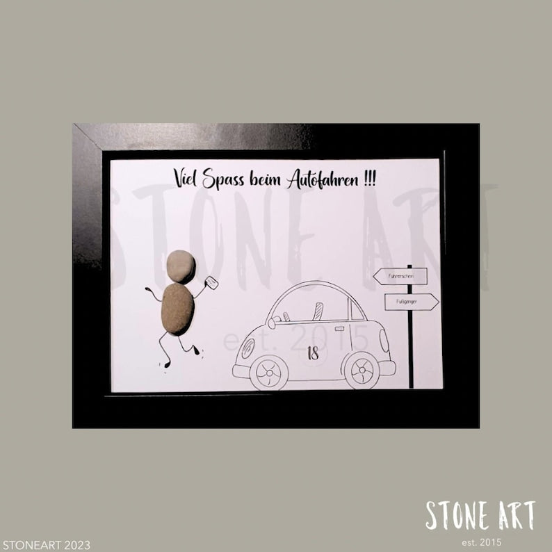 Steinbild Viel Spaß beim Autofahren Geschenk zum Führerschein