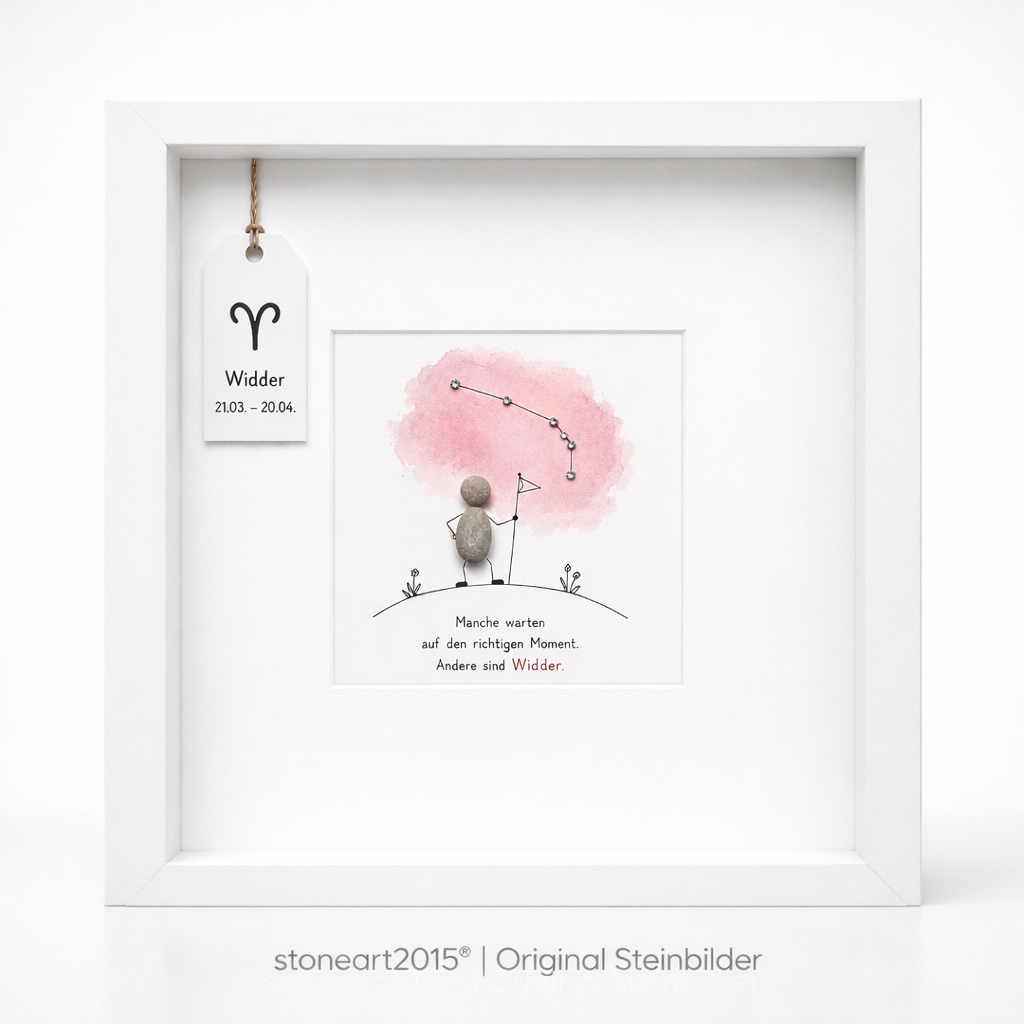 Steinbild Sternzeichen Widder – handgemacht aus Kieselsteinen, stoneart2015