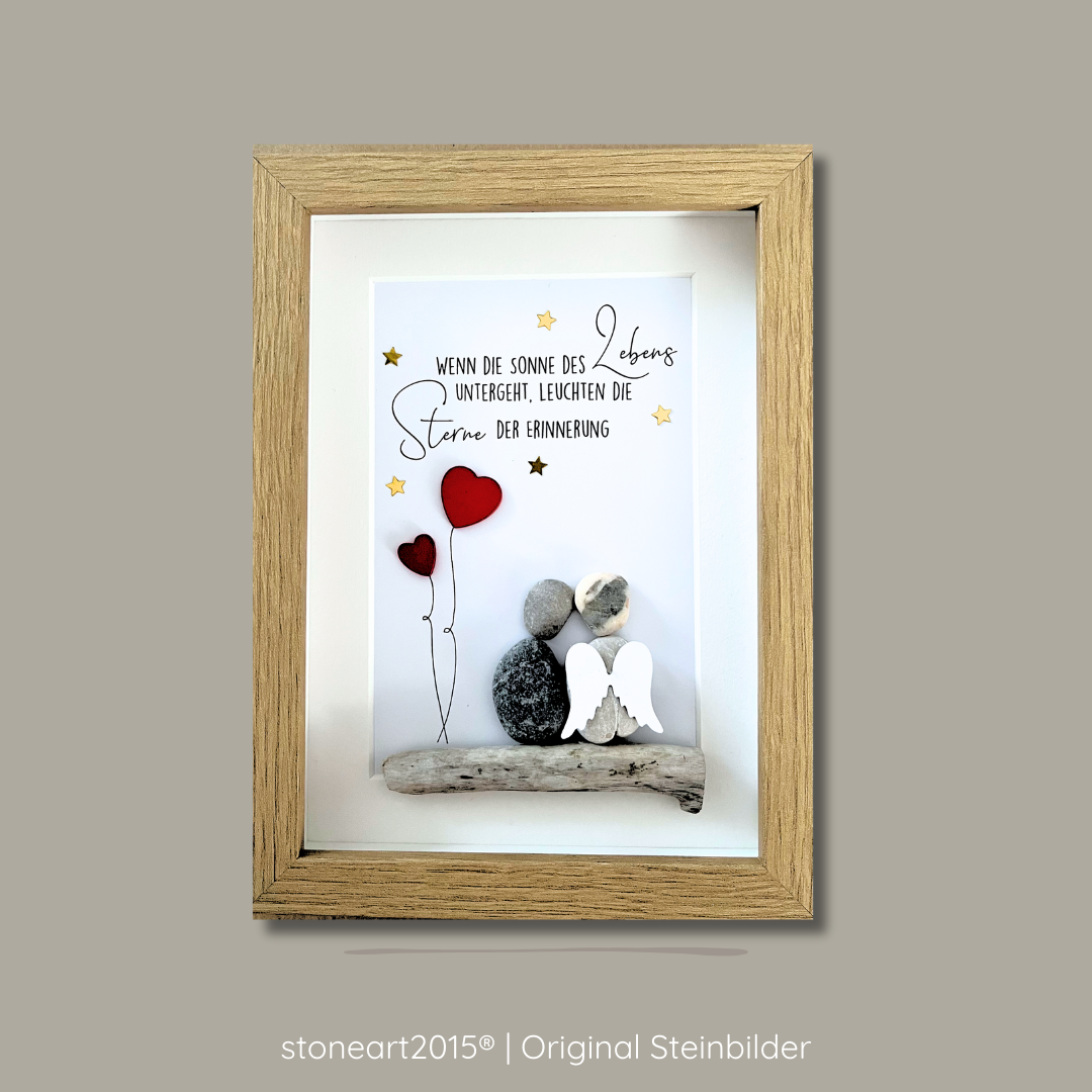 Steinbild Trauergeschenk mit Spruch Wenn die Sonne des Lebens untergeht