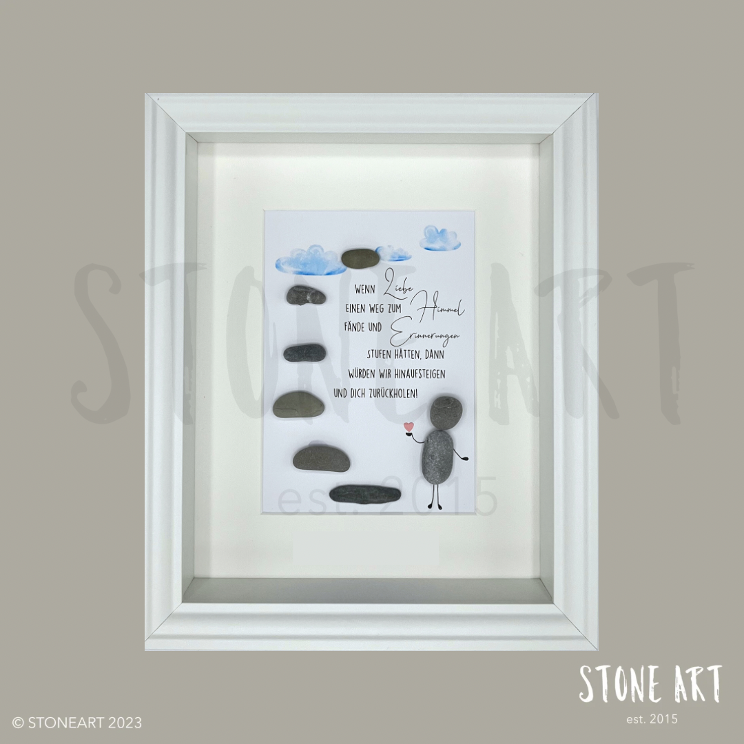 Steinbild Trauergeschenk mit Spruch Wenn Liebe einen Weg zum Himmel fände