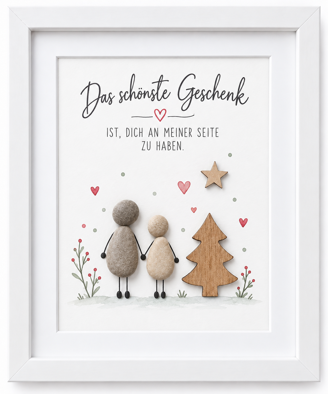 Kieselsteinbild Das schönste Geschenk ist, dich an meiner Seite zu haben – Weihnachtsgeschenk, handgemachtes Steinbild