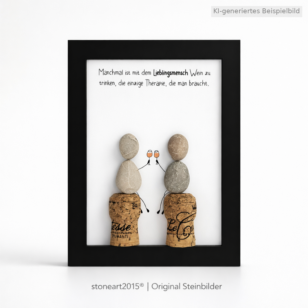 Steinbild „Manchmal ist mit dem Lieblingsmensch Wein zu trinken“