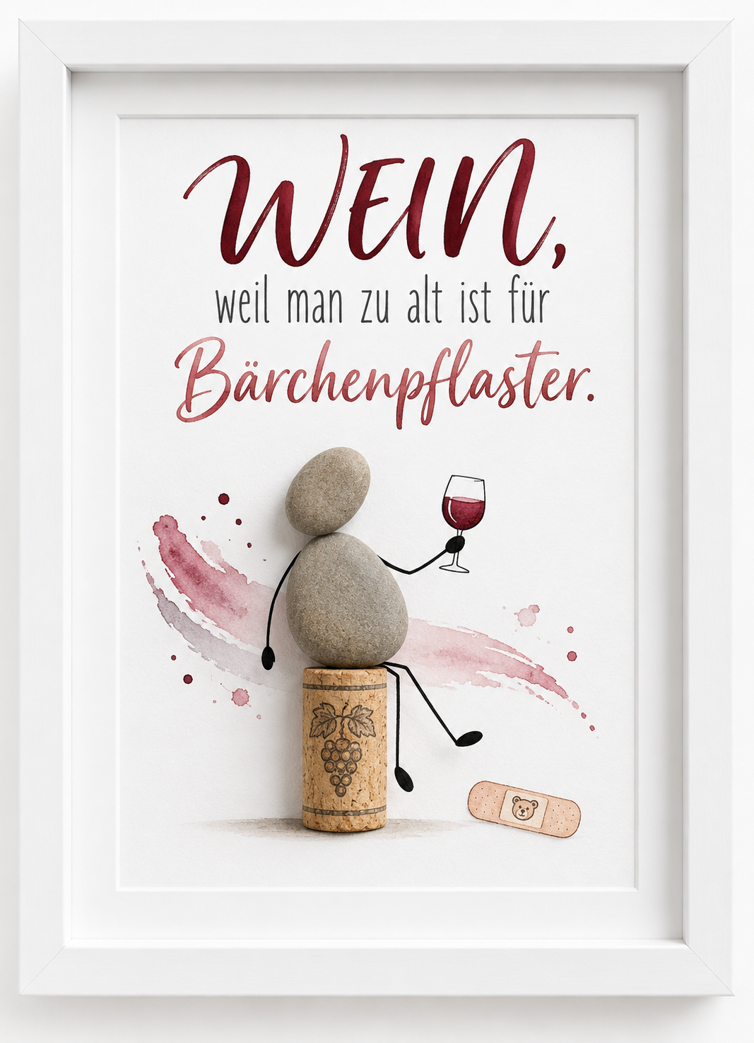 Kieselsteinbild Are you drunk – witziges Geschenk für Weinliebhaber, handgemachtes Steinbild