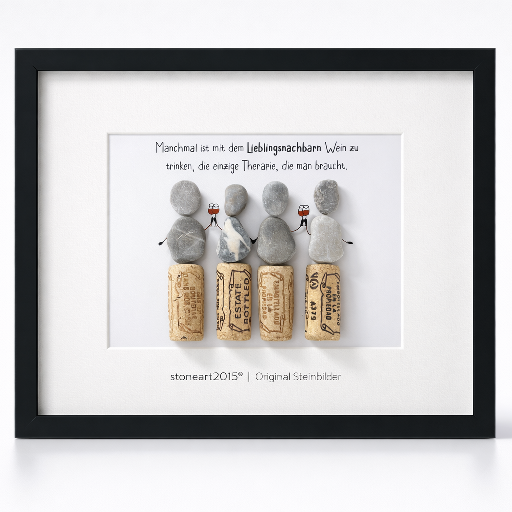 WEIN29-Steinbild Wein Nachbarn Geschenk