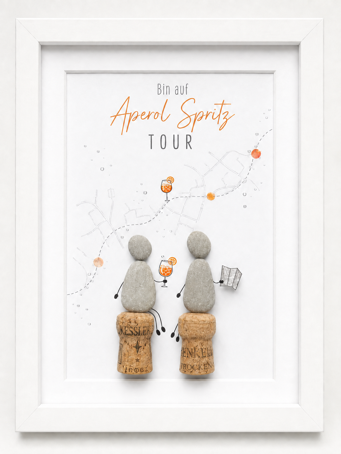 Kieselsteinbild Bin auf Aperol Spritz Tour – Geschenk für Aperol-Fans, handgemachtes Steinbild
