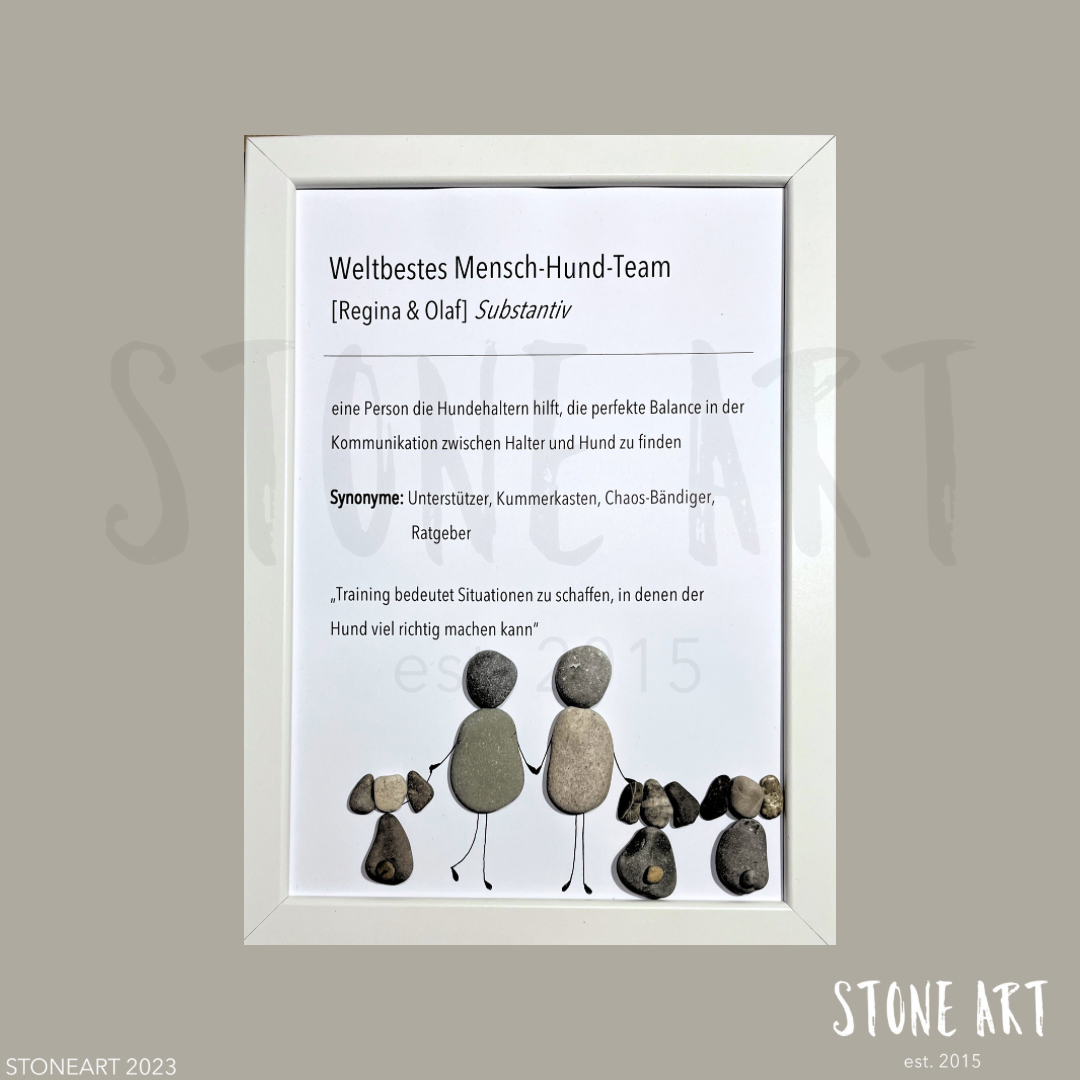 Steinbild Weltbestes_Mensch_Hund_Team Geschenk für Tierphysiotherapeut