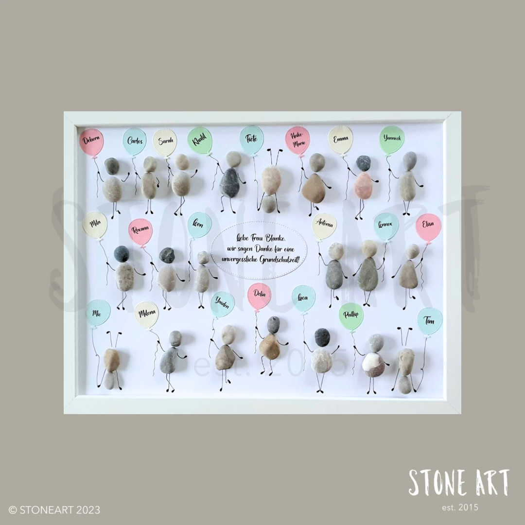 Handgemachtes Steinbild „Abschied nehmen ist schwer, aber manchmal der richtige Weg“, perfektes Trostgeschenk oder Gedenkgeschenk aus natürlichen Materialien.
