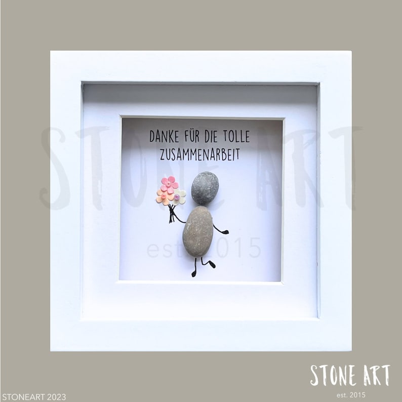 Steinbild mit Spruch Danke für die tolle Zusammenarbeit – Geschenk für Kolleg:innen oder Mitarbeitende