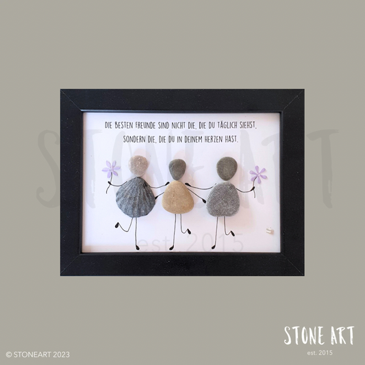 Steinbild Freundschaft – handgemachtes Geschenk für beste Freundin oder Freund mit Spruch „Die besten Freunde sind nicht die, die du täglich siehst“.