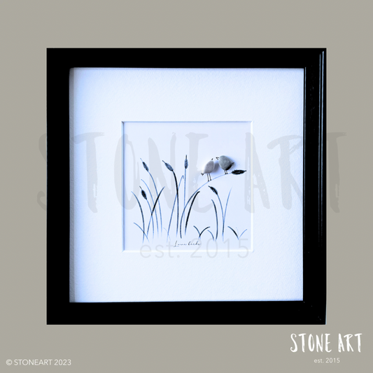 Steinbild „Love Birds“ – romantische Vögel aus Naturstein als Wanddeko