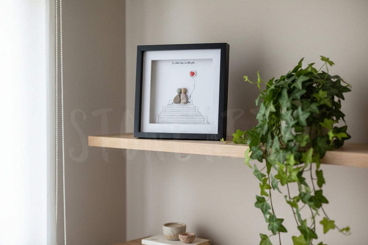 Handgemachtes Steinbild mit dem Spruch „So schön, dass es dich gibt“ – liebevolles Geschenk für Freund:in, Familie oder besondere Menschen.