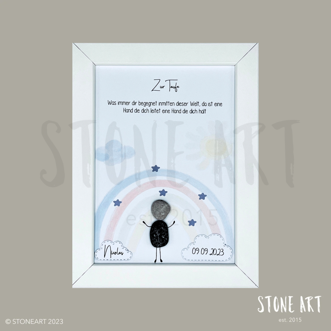 Personalisierbares Steinbild zur Taufe – Geschenkidee und Erinnerung für Mädchen & Jungen