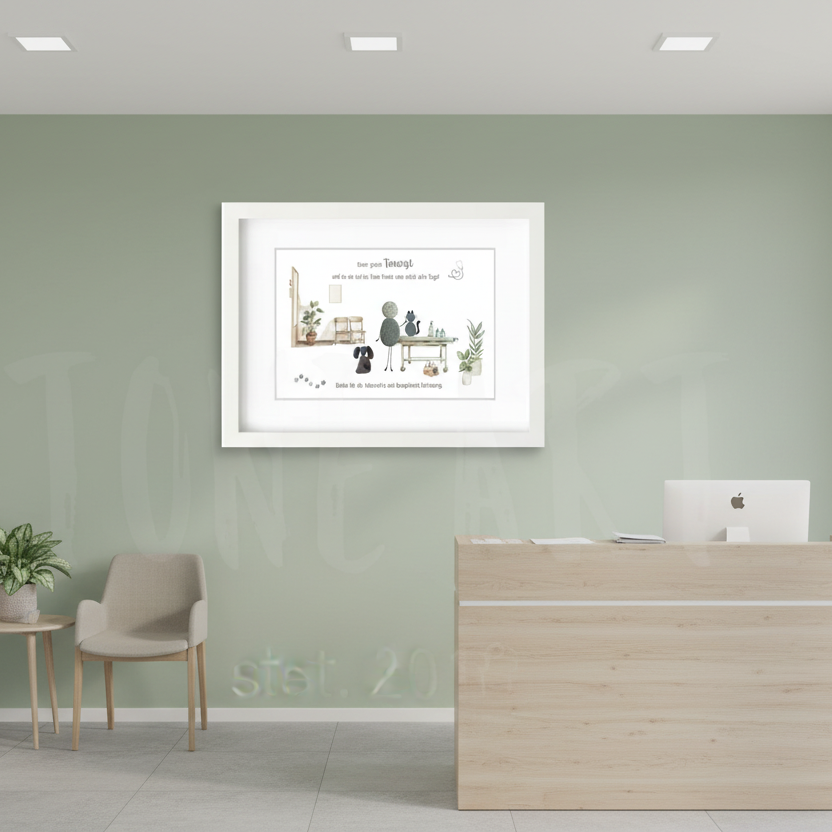 Kieselsteinbild Tierarztpraxis, Geschenk zur Praxis, handgemachtes Steinbild im Wohnraum