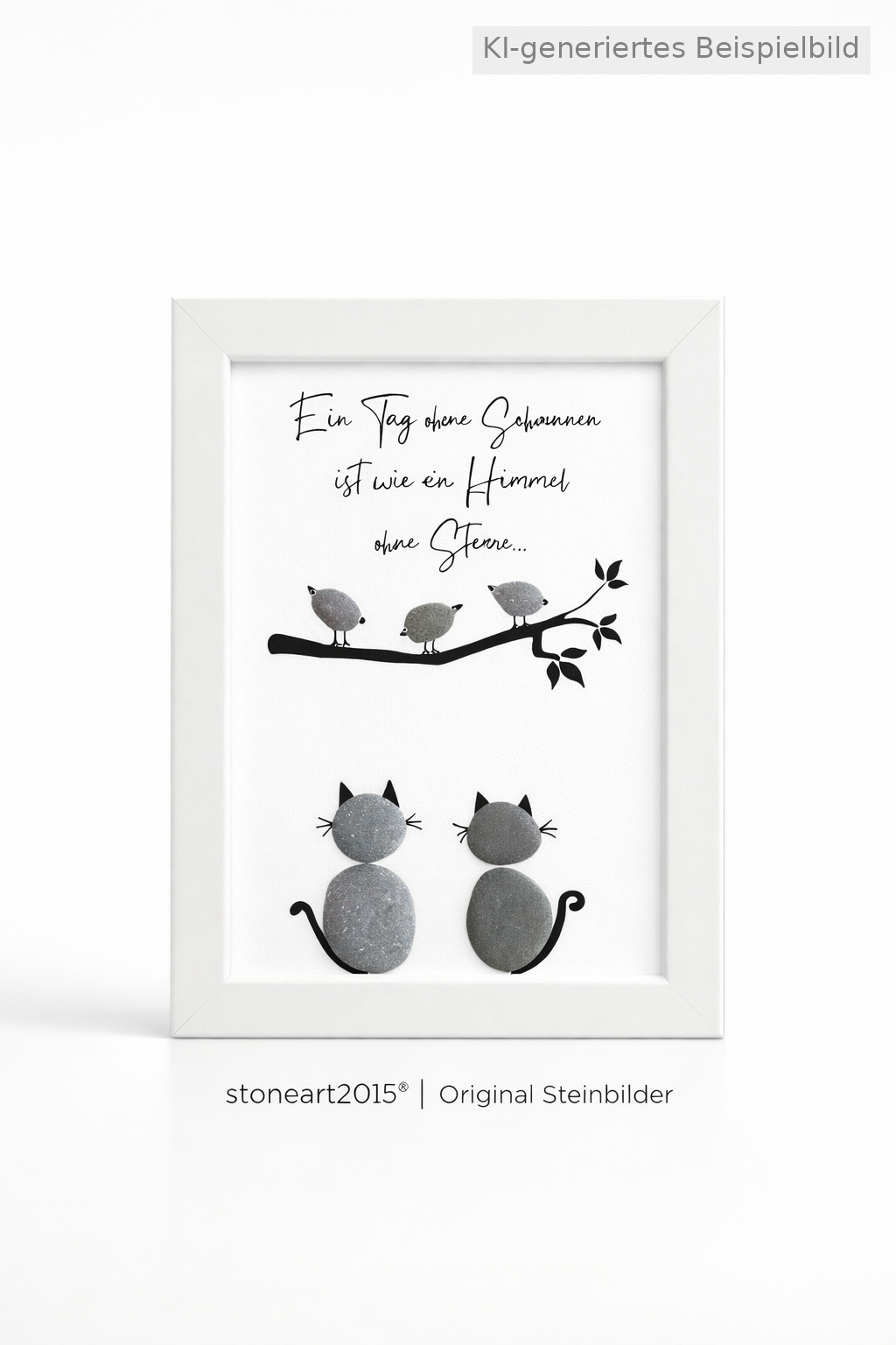 Kieselsteinbild Ein Tag ohne Schnurren ist wie ein Himmel ohne Sterne, Geschenk für Katzenliebhaber, handgemachtes Steinbild