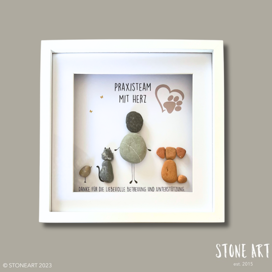 Steinbild Praxisteam mit Herz – Geschenk Tierarzt