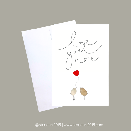 Karte "Love you more" - Mini Steinbild mit Umschlag