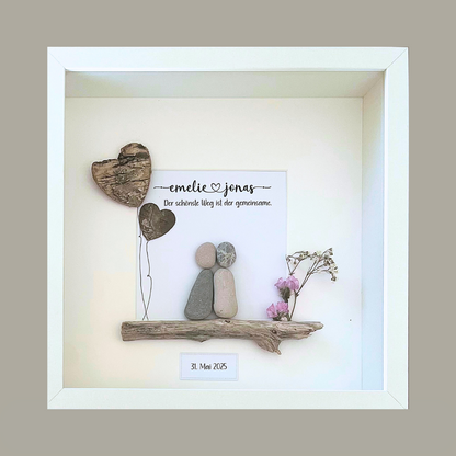 Steinbild „Der schönste Weg ist der gemeinsame“ mit Namen – Hochzeit