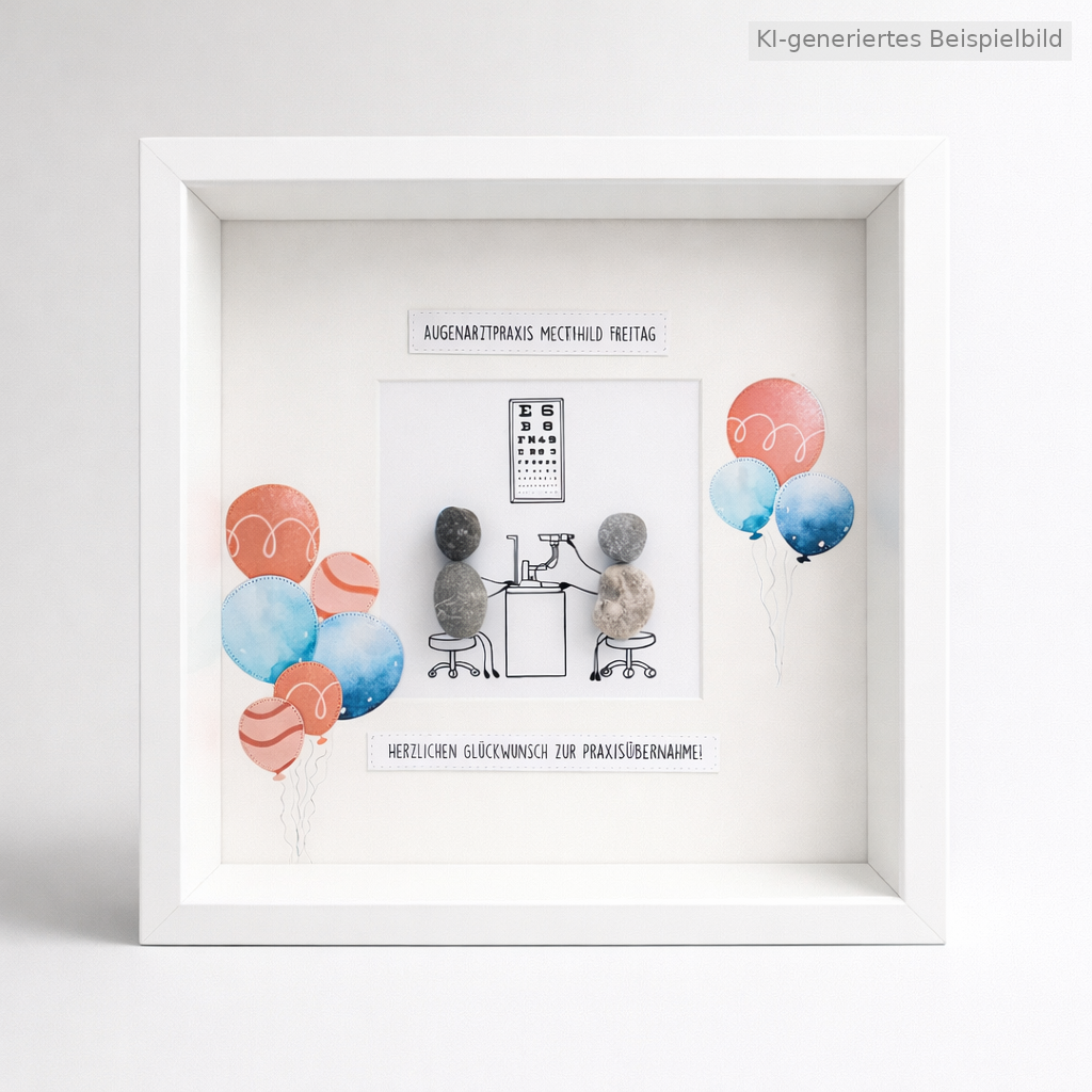Kieselsteinbild Danke für deine Weitsicht – Geschenk für Augenarzt und Optiker, handgemachtes Steinbild