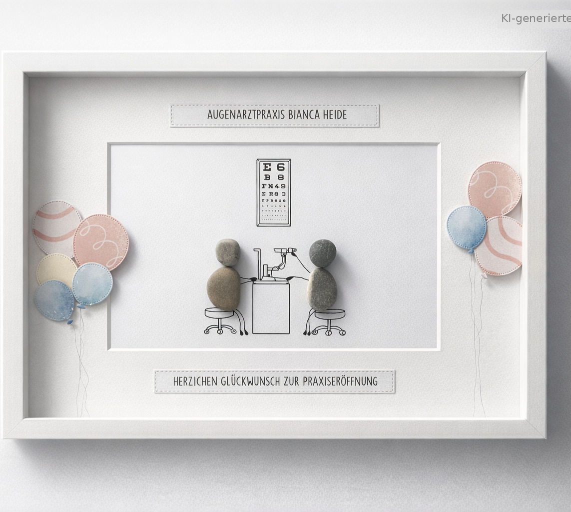 Kieselsteinbild Danke für deine Weitsicht – Geschenk für Augenarzt und Optiker, handgemachtes Steinbild