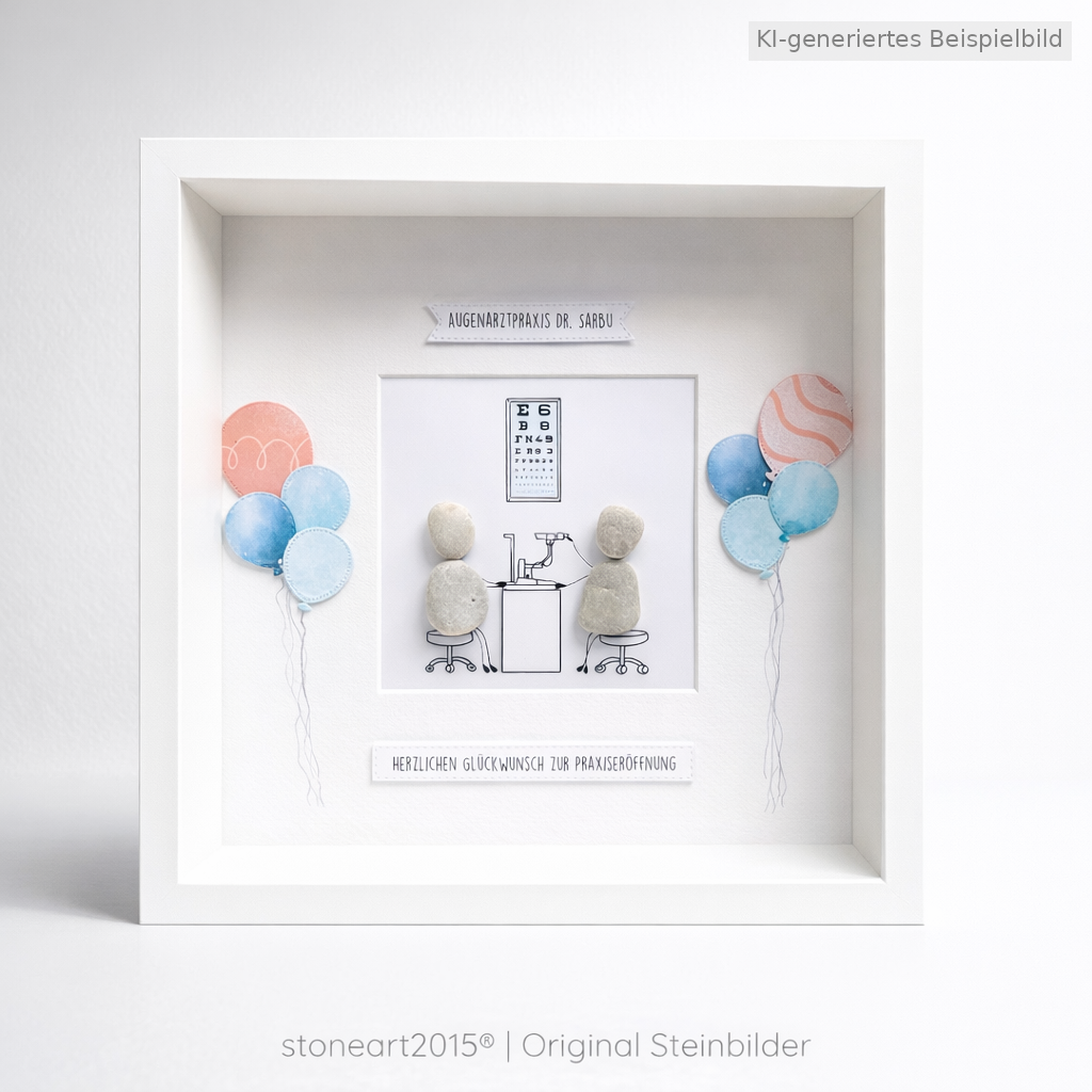 Kieselsteinbild Danke für deine Weitsicht – Geschenk für Augenarzt und Optiker, handgemachtes Steinbild