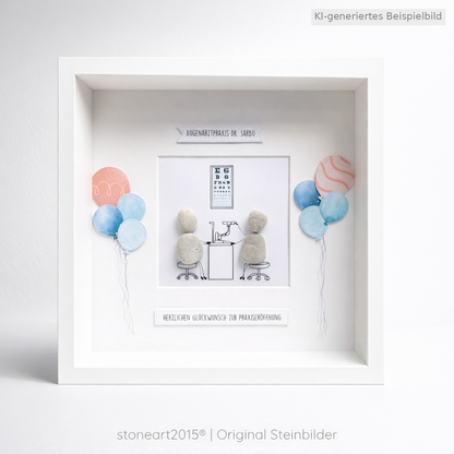 Kieselsteinbild Danke für deine Weitsicht – Geschenk für Augenarzt und Optiker, handgemachtes Steinbild