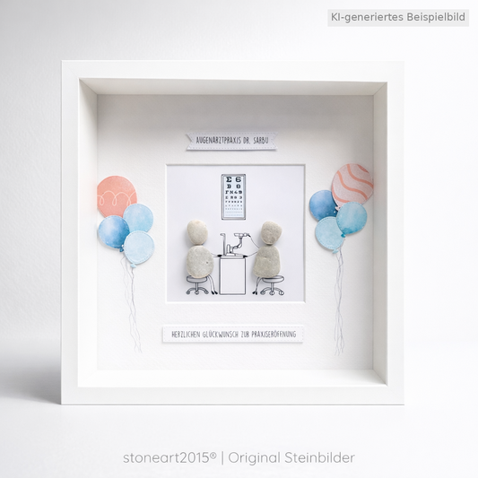 Kieselsteinbild Danke für deine Weitsicht – Geschenk für Augenarzt und Optiker, handgemachtes Steinbild