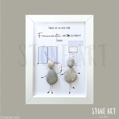 Handgefertigtes  Natursteinbild – Motiv Frauenärztin.