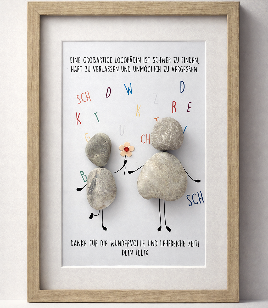 Kieselsteinbild Eine großartige Logopädin – Geschenk für Logopädin, handgemachtes Steinbild