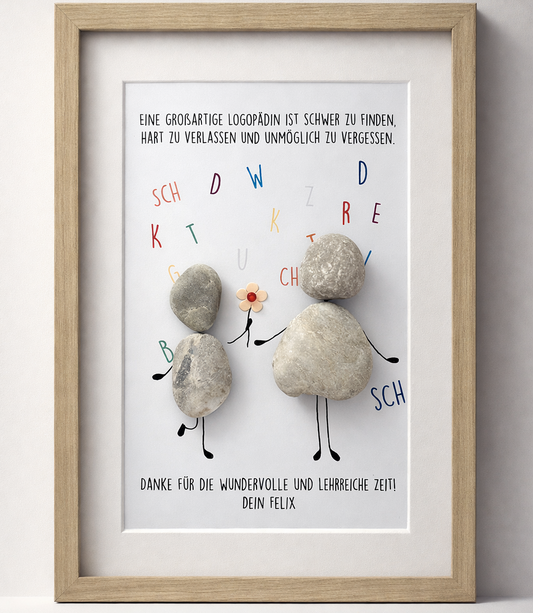 Kieselsteinbild Eine großartige Logopädin – Geschenk für Logopädin, handgemachtes Steinbild