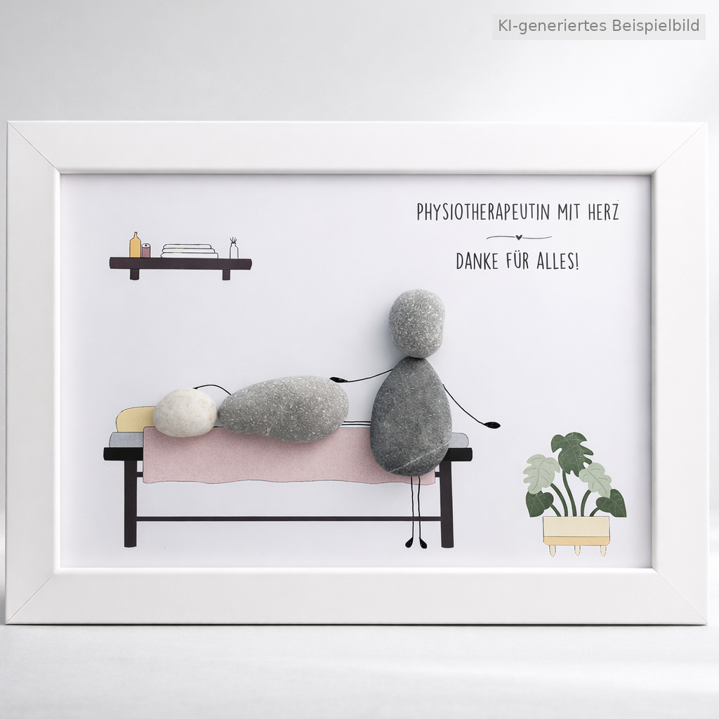 Kieselsteinbild Physiotherapeutin – Geschenk für Physiotherapeutin, handgemachtes Steinbild