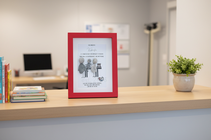 Steinbild Kinderarzt gerahmt in Praxis – handgemachtes Dankeschön-Geschenk für Kinderarzt