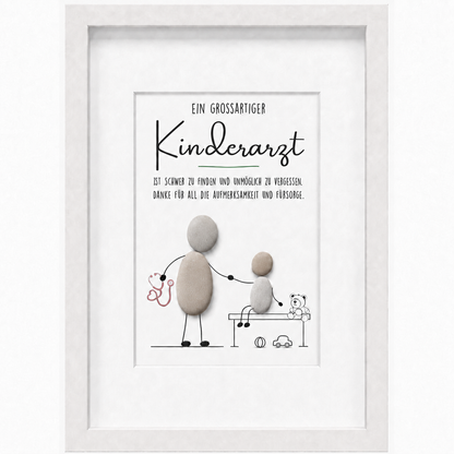 Kieselsteinbild Ein großartiger Kinderarzt – Geschenk für Kinderarzt, handgemachtes Steinbild