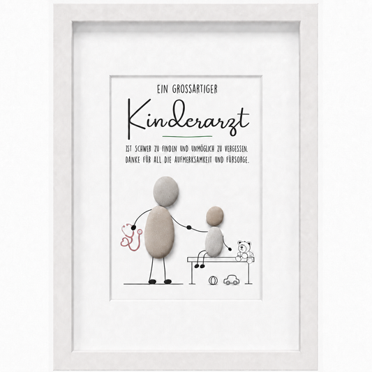 Kieselsteinbild Ein großartiger Kinderarzt – Geschenk für Kinderarzt, handgemachtes Steinbild