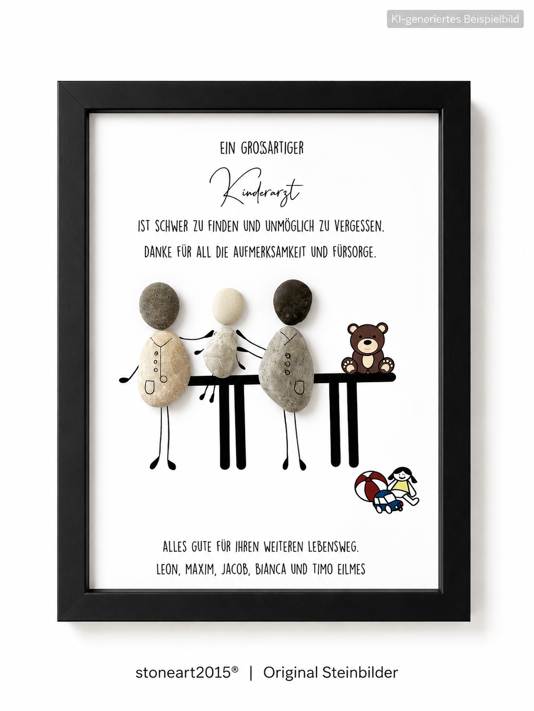 Kieselsteinbild Ein großartiger Kinderarzt – Geschenk für Kinderarzt, handgemachtes Steinbild